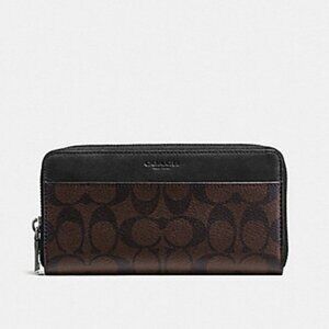 NWT Coach Men’s Signature Brown and Black Wallet F58112